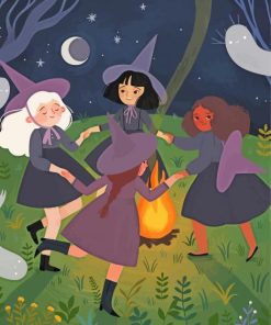 Cartoon Dancing Witches Paint By Number