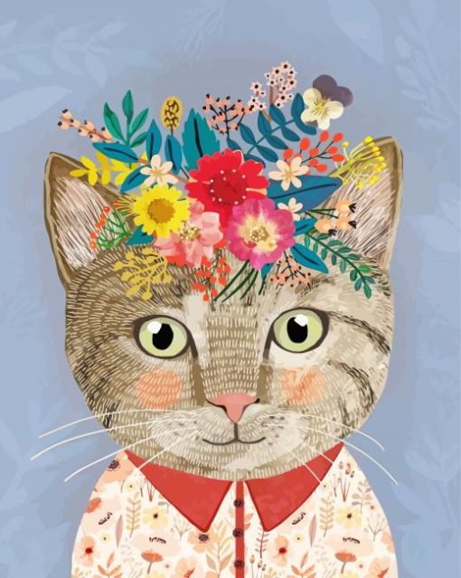 Cat With Floral Crown Paint By Number