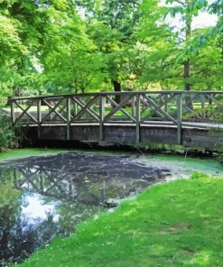 Green Woodland Bridge Paint By Number