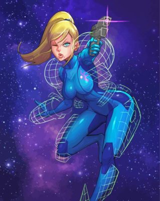 Metroid Zero Suit Samus Paint By Number