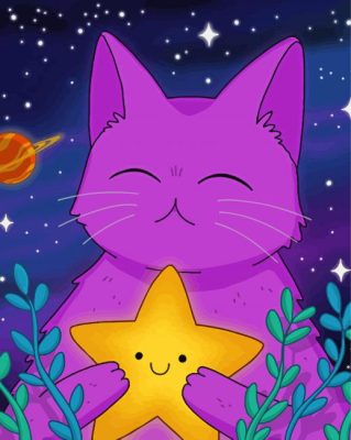 Purple Cat Art Paint By Number