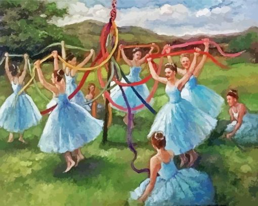 Vinatge Maypole Dancers Paint By Number